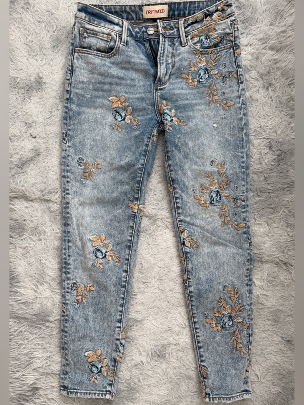 Driftwood x Free People Floral Embroidered Jeans, 24